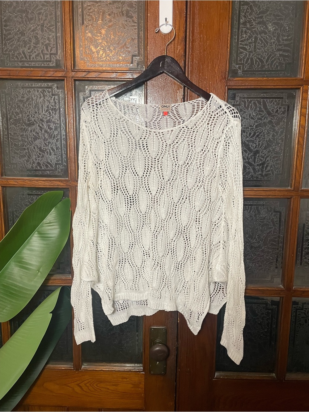 Only Cream Open-Knit Scoop Neck Sweater